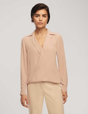 Hauts Anne Klein Long Sleeve Crossover Blouse With Collar   | GDQ-1787096